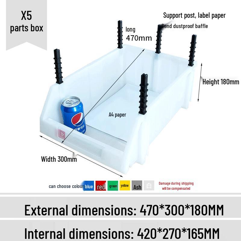Angled Entry Heavy-Duty Plastic Storage and Organizer Box for Components and Hardware