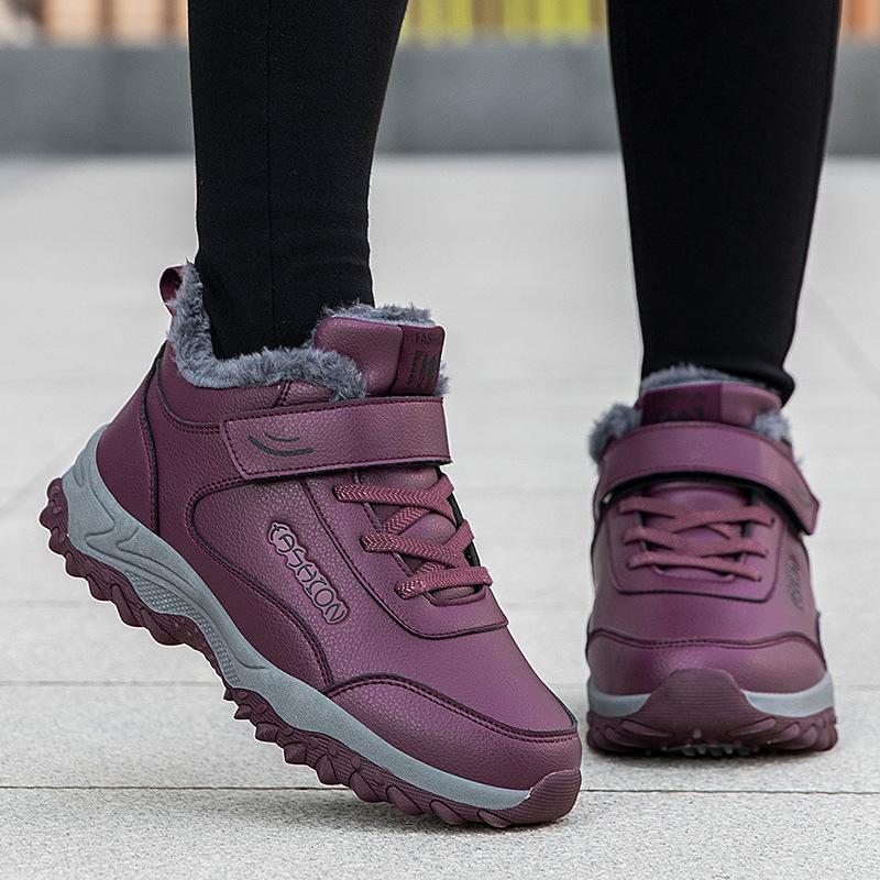 Lijian'an cotton shoes mother walking shoes high-top elderly shoes men and women middle-aged and elderly leather surface waterproof and non-slip snow