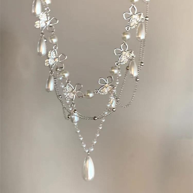 Butterfly Pearl Necklace For Women With Alloy Pendant And Ochain Perfect For Summer 2025