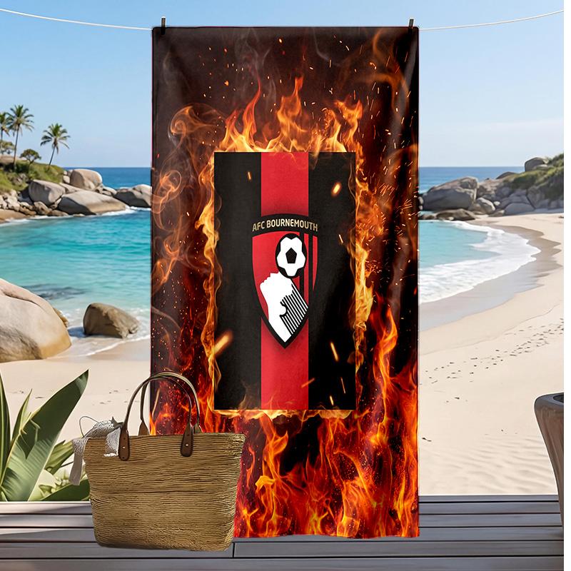 Toalla de Playa con Estampado de Fútbol del Bournemouth, Toalla Grande Suave de Secado Rápido para Playa, Camping, Natación