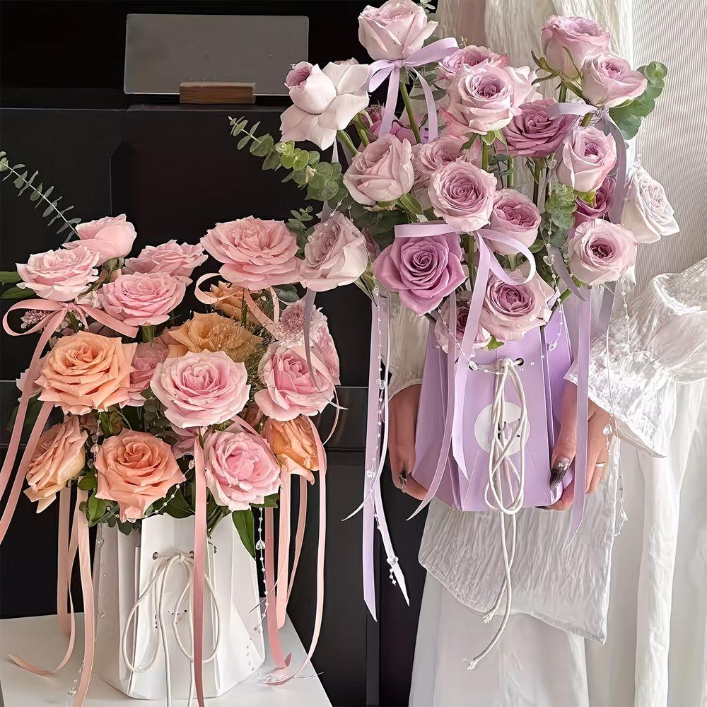 10Pcs Romantic Flower Packaging Box Hand-folded Rose Bouquet Bags Flower Gift Box  DIY Wedding
