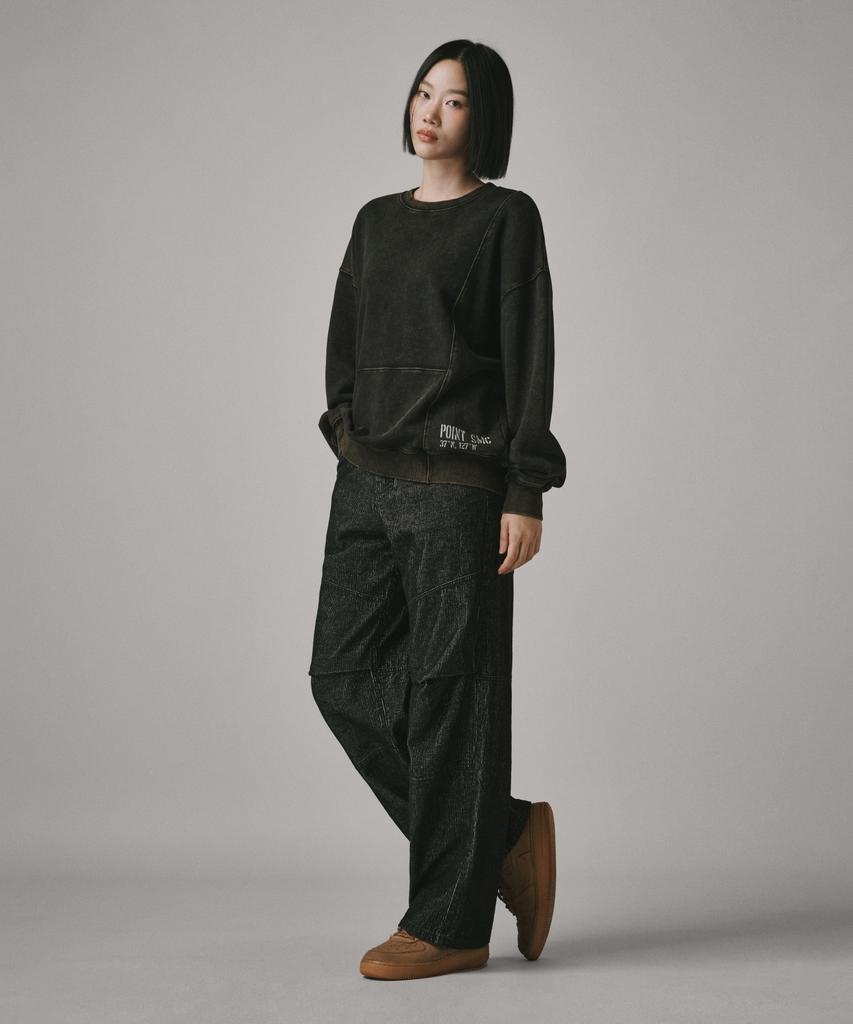 Beodeonteu Corduroy Cut-Out Layered Pants [Black]
