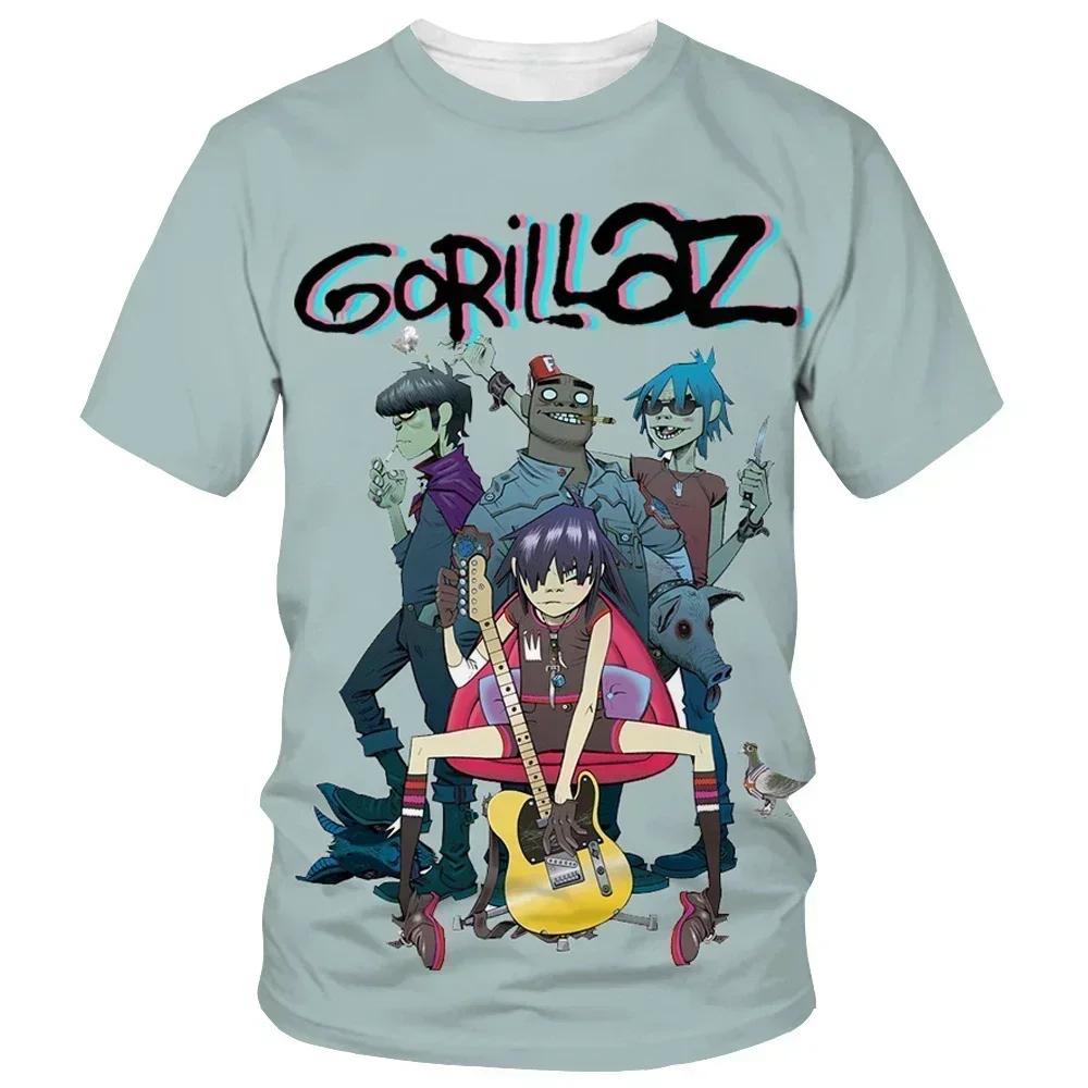 From cartoon to fashionable Gorillaz 3D printed new Tshirt Harajuku style casual short sleeved hiphop Tshirt for men and wom