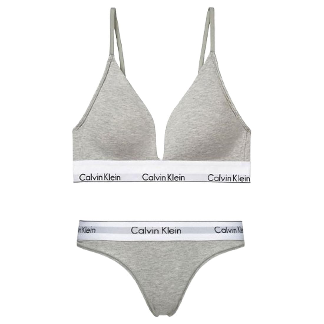 

ck Bra and Thong Strength XS [Calvin Klein] Women s Set, Sportswear, Gym, Training, Exercise, Plain, Women s Underwear, QF5650+F3786 GREY_HEATHER(020)