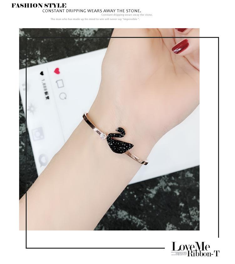 Damen Open Bangle Armreif aus Titanstahl, Roségold-beschichtet, mit Diamanten