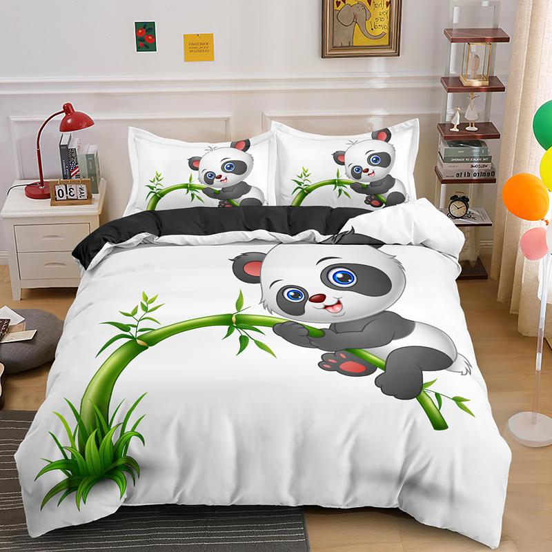 Cartoon Panda 3D Bedding Set Printed Cute Animal Duvet Cover Sets Single Full Queen King Size Bed Clothes For Adult Kids Gifts