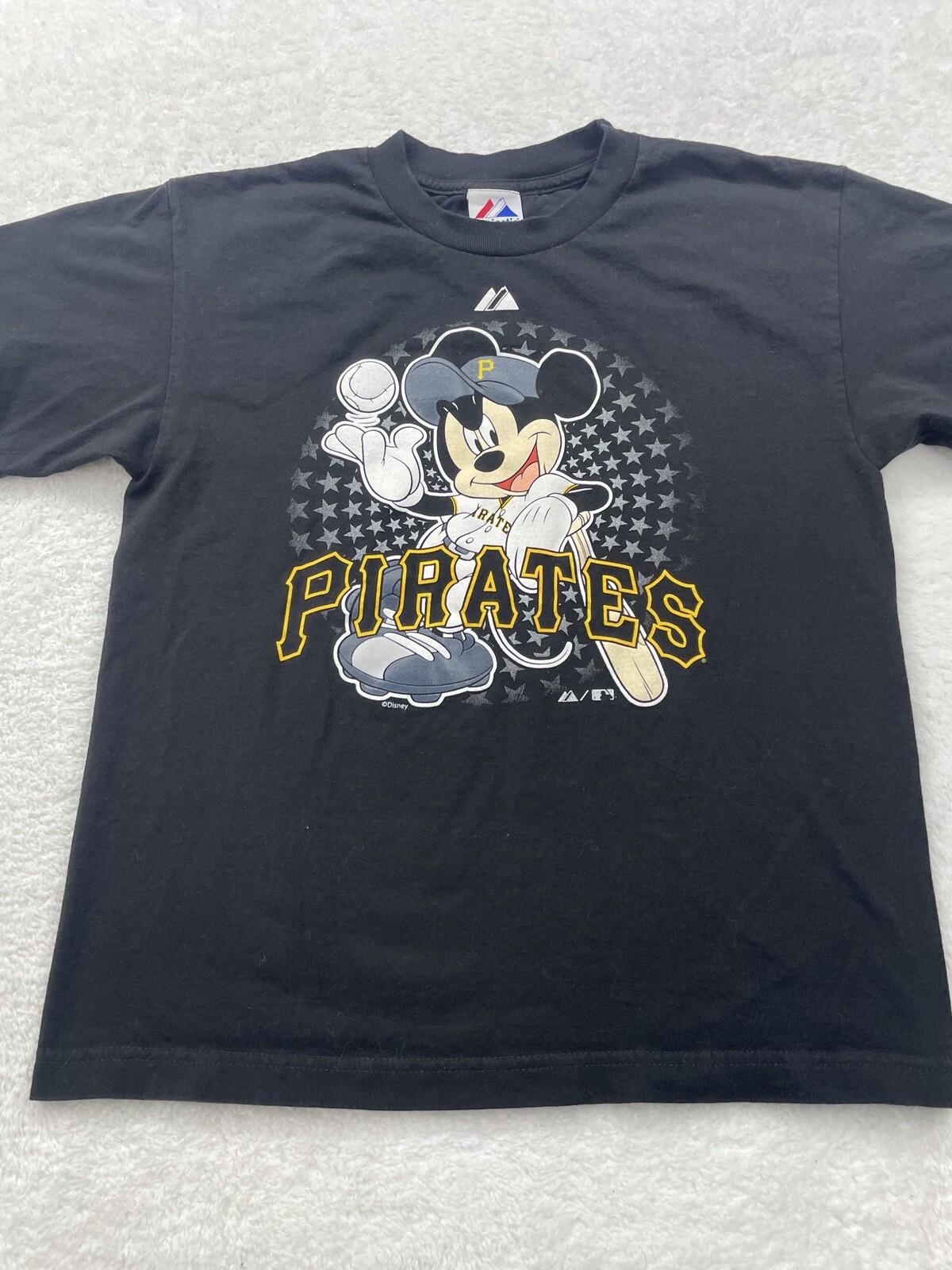 Majestic Pittsburgh Pirates Mickey Mouse Black Graphic T-Shirt Men XL MLB Disney Unisex T-Shirt XL