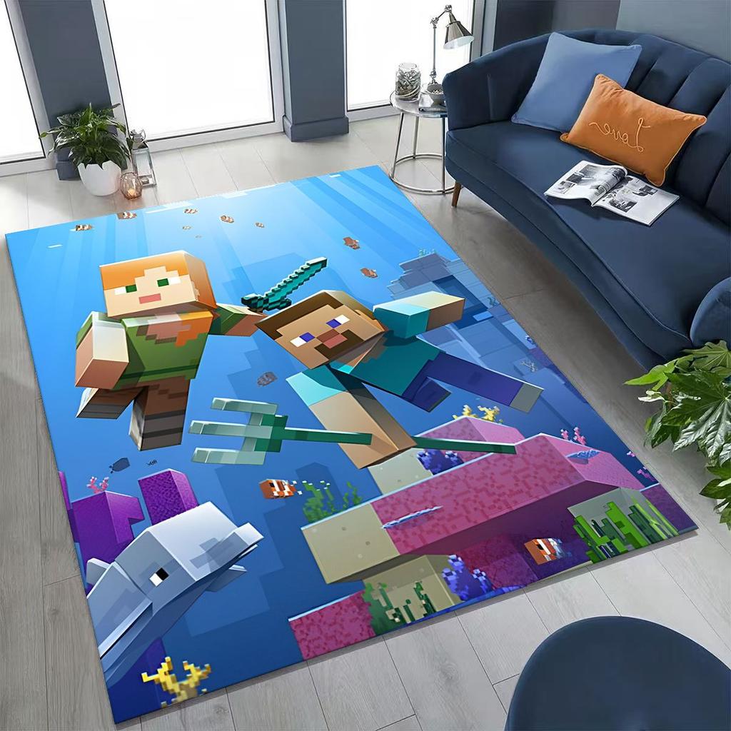 Cartoon S-Sandboxs 3D Game Carpet Rug for Bedroom Living Room Sofa Home Doormat Decor,Large Kids Play Non-slip Floor Mat Gift