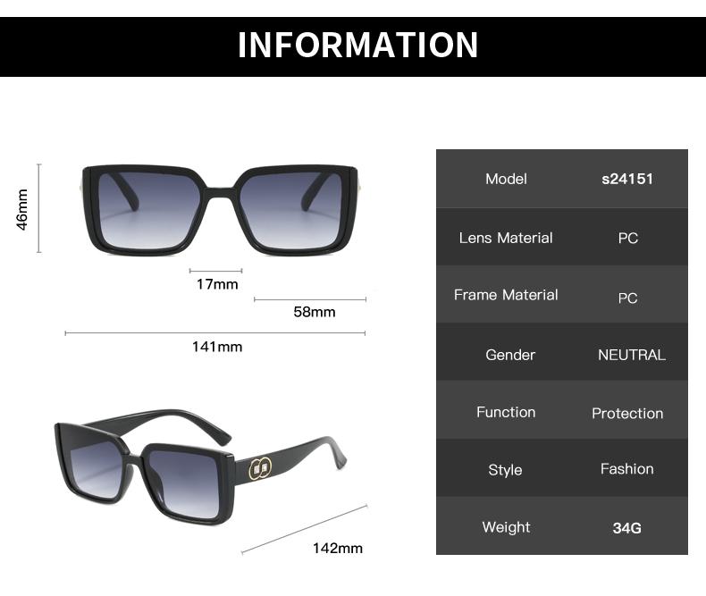 2pcs Fashion Square Large Frame Sunglasses Women European And American Fashion UV Resistant Glasses Luxury Brand Eyeglasses