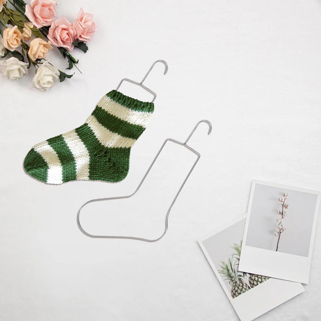 2Pcs Sock Display Rack Metal Sock Blockers Stainless Steel Drying Hanger for Knitting Crochet Socks Foot Display for Socks