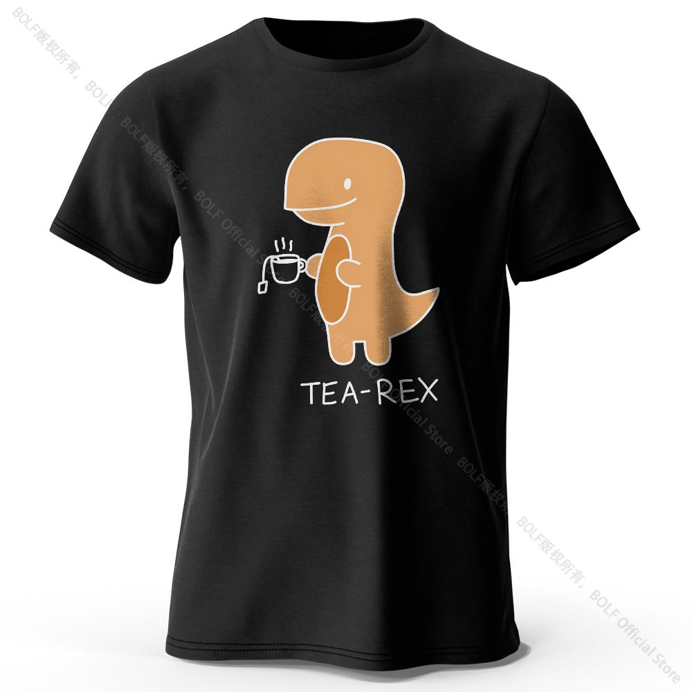 TeaRex Dinosaur Printed 100 Cotton TShirt Soft Breathable Round Neck Short Sleeve Tee Unisex Fun Quirky Style