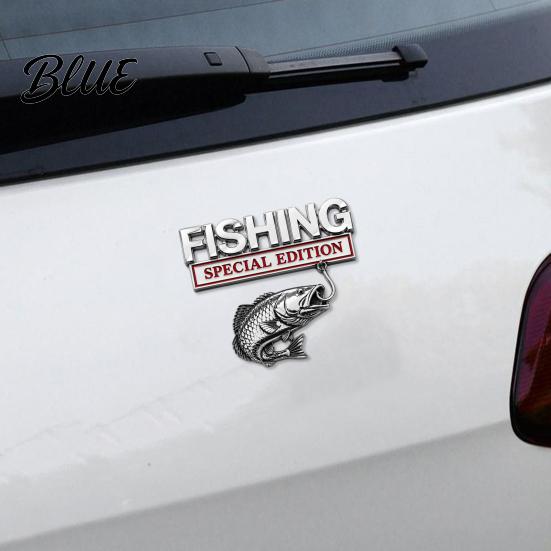 Fishing Theme Vehicle Badge Special Edition Car Emblem Bass for Vehicle Waterproof Sticker Aluminum Metal Fish Hook Decal Truck SUV Fisherman Gift
