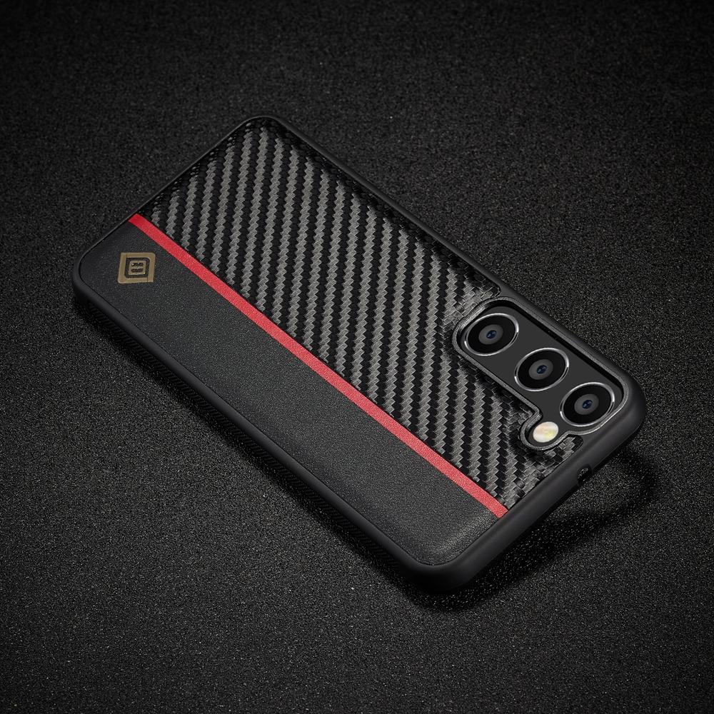 For Samsung Galaxy S25 S24 S23 S22 S21 S20 Ultra S10 Plus FE 5G Case PU Leather Carbon Fiber Style Shockproof Back Cove