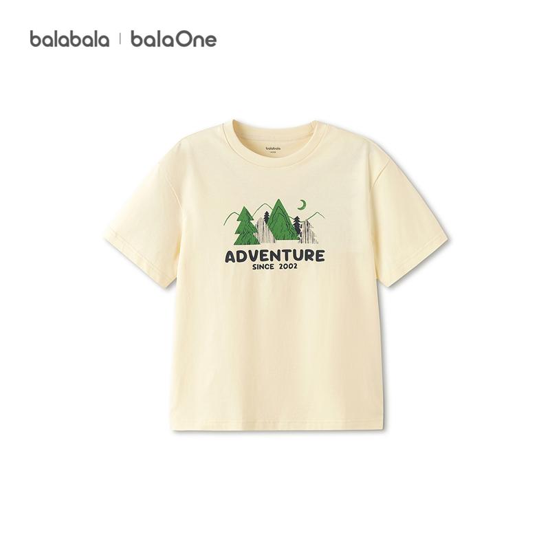 Balabala Children's Clothing, Children's Short Sleeved T-shirts, Boys and Girls 2026 New Summer Clothes, Children's Pure Cotton Printed Top