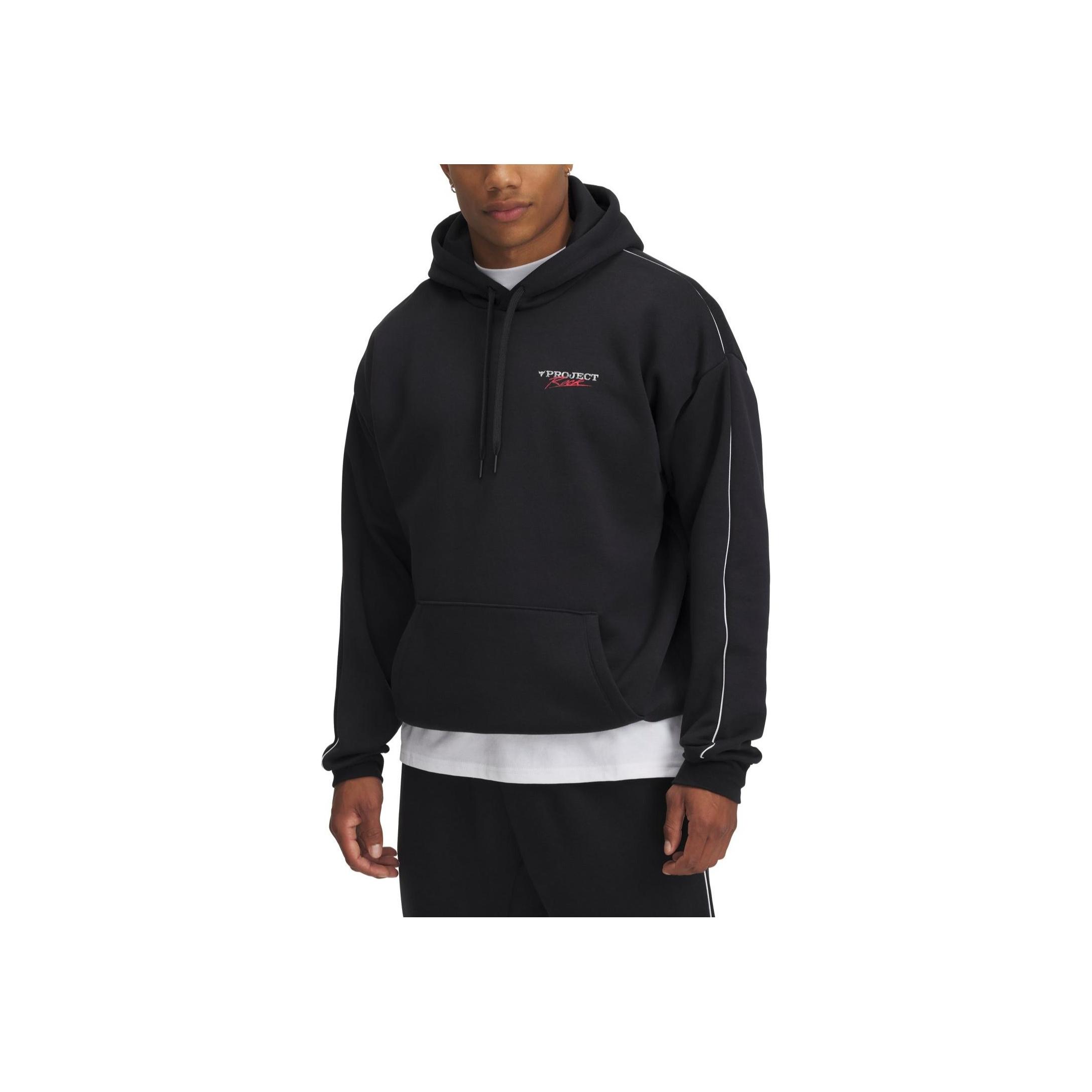 Under Armour Project Rock Icon Solid Color Hoodie Men Black 1389916-001 XL