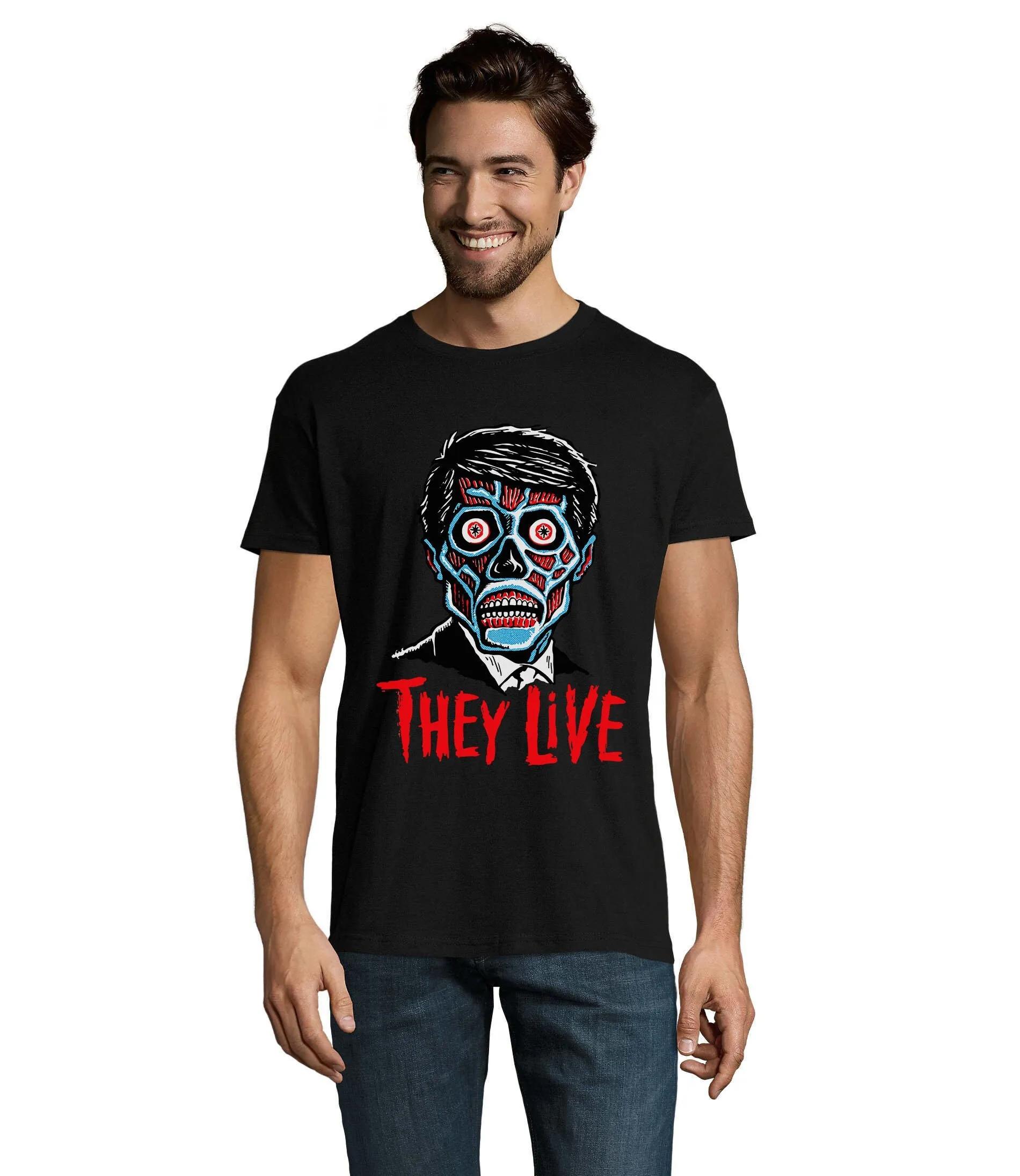 They Live We Sleep Consume Alien Art Men S Cotton T Shirt S разноцветный