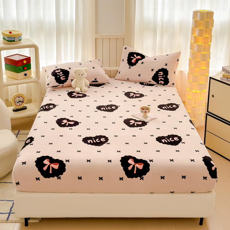 Warm Bedsheet Velvet Fitted Sheets Cartoon Style Bed Cover Skin-friendly Mattress Protector sabanas para cama (No Pillowcase)