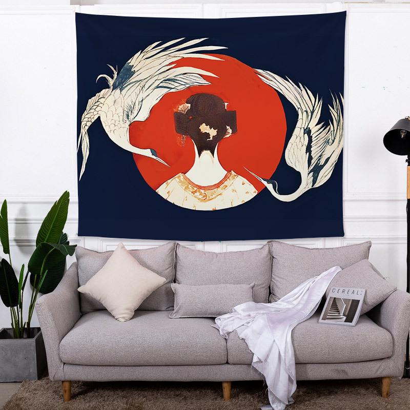 Ložnicová tapiserie, Totem draka a fénixe, Závěsná látka, Látka na pozadí do obývacího pokoje, Dekorační látka do domácnosti