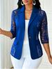 Women's Lapel Three‑Quarter Sleeve Blazer Slim Fit Elegant Lace Splicing Single Button Jacket