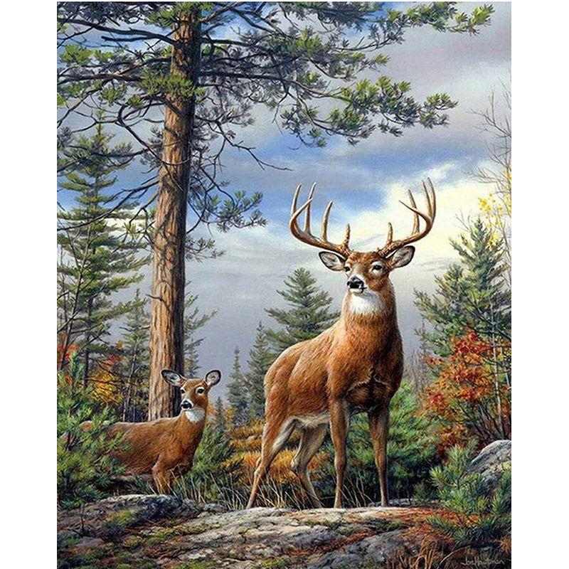 

Полный комплект круглой алмазной вышивки Олень 5d Алмазная картина Мозаика Животные Ремесленные украшения дома Full Round 20x30CM