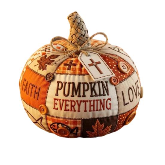 Fall Fabric Pumpkin Decor Rustic Thanksgiving Faux Pumpkin Tabletop Centerpiece with Buttons for Autumn Harvest Table Mantel Decor