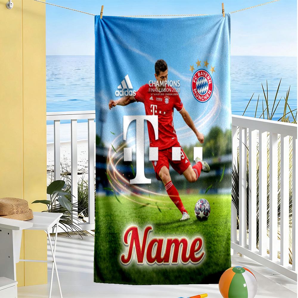Bayern Munich Poster Customizable Name Beach Towel Super Soft & Absorbent