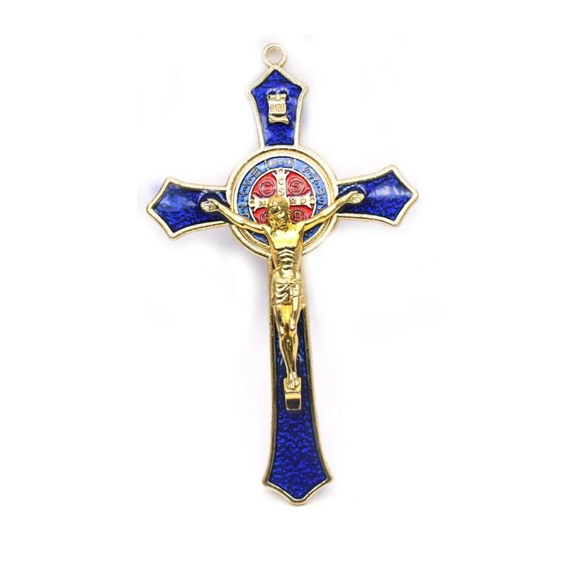 1Pc 12*7cm Saint Benedict Cross Jesus Christ Cross Pendant Religion Pray Decoration Supplies