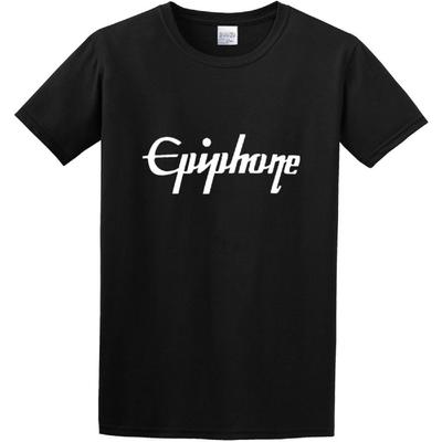 Men's T-Shirt Fashion Epiphone Guitars Logo Crew Neck Tops Tee Black