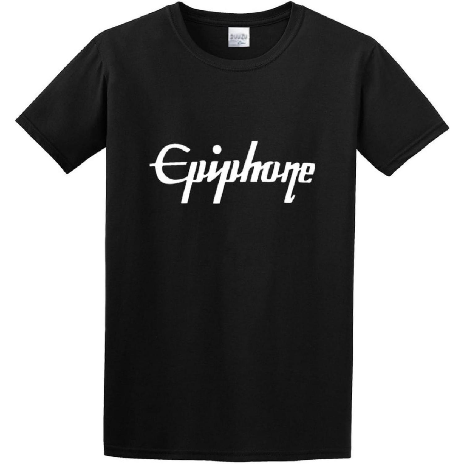 Мужская футболка Мода Логотип Epiphone Guitars С круглым вырезом Топы Футболка Черная S чёрный