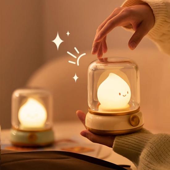 LED Bedside Lamp Flameless Candle Lamp Adjustable Brightness Timer Function Rechargeable Night Light LED Tea Light