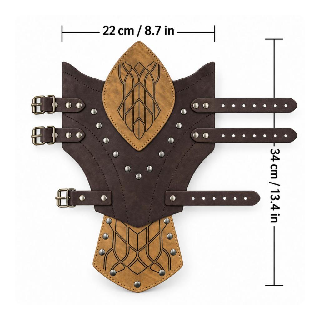Cosplay Bracer with Embossed Panel Lightweight Leather Forearm Adjustable Arm Guard