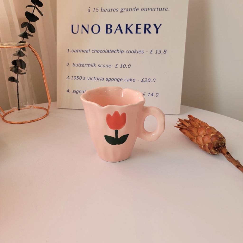 Yellow Cute Bear Orange Tulip Mug Creative Milk Cup Coffee Cup Irregular Cloud Ceramic Water Cup Home Decoration
