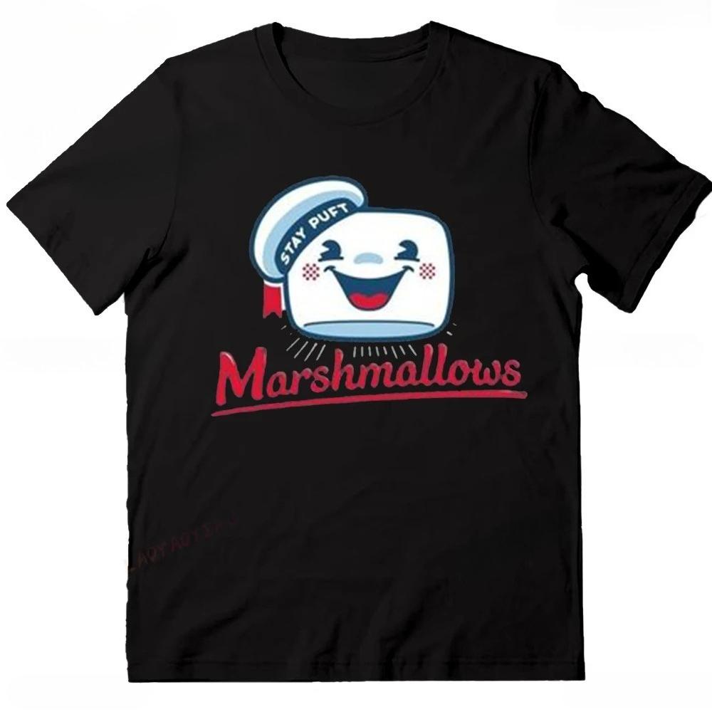 Ghostbusters Marshmallow Print T-Shirt 80s Classic Movie Music Meme Fun Gift Women Clothing Graphic T Shirts Aesthetic Clothes