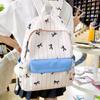 Campus School Bag Female Korean Version Striped Computer Backpack Junior High School Student Cute Bow Student Class Backpack Tide
