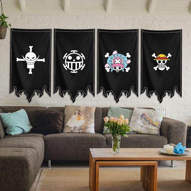 70*125cm One Piece Anime Flag Luffy Chooper Law Cosplay Polyester Cartoon Party Pirate Ship Flag Sign Home Decor Accessories