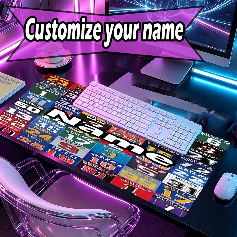 Benutzerdefinierter Name Personalisierte NBA-Muster-Mausmatte, Laptop-PC-Schreibtischmatte, Dekorative Schreibtischmatte für Zuhause Tastaturunterlage Geschenk