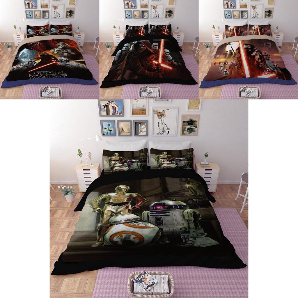 Star Wars Print Film Duvet Comforter Quilt Cover Bedding Set With Matching Pillowcases For Elegant Childrens Room Decor