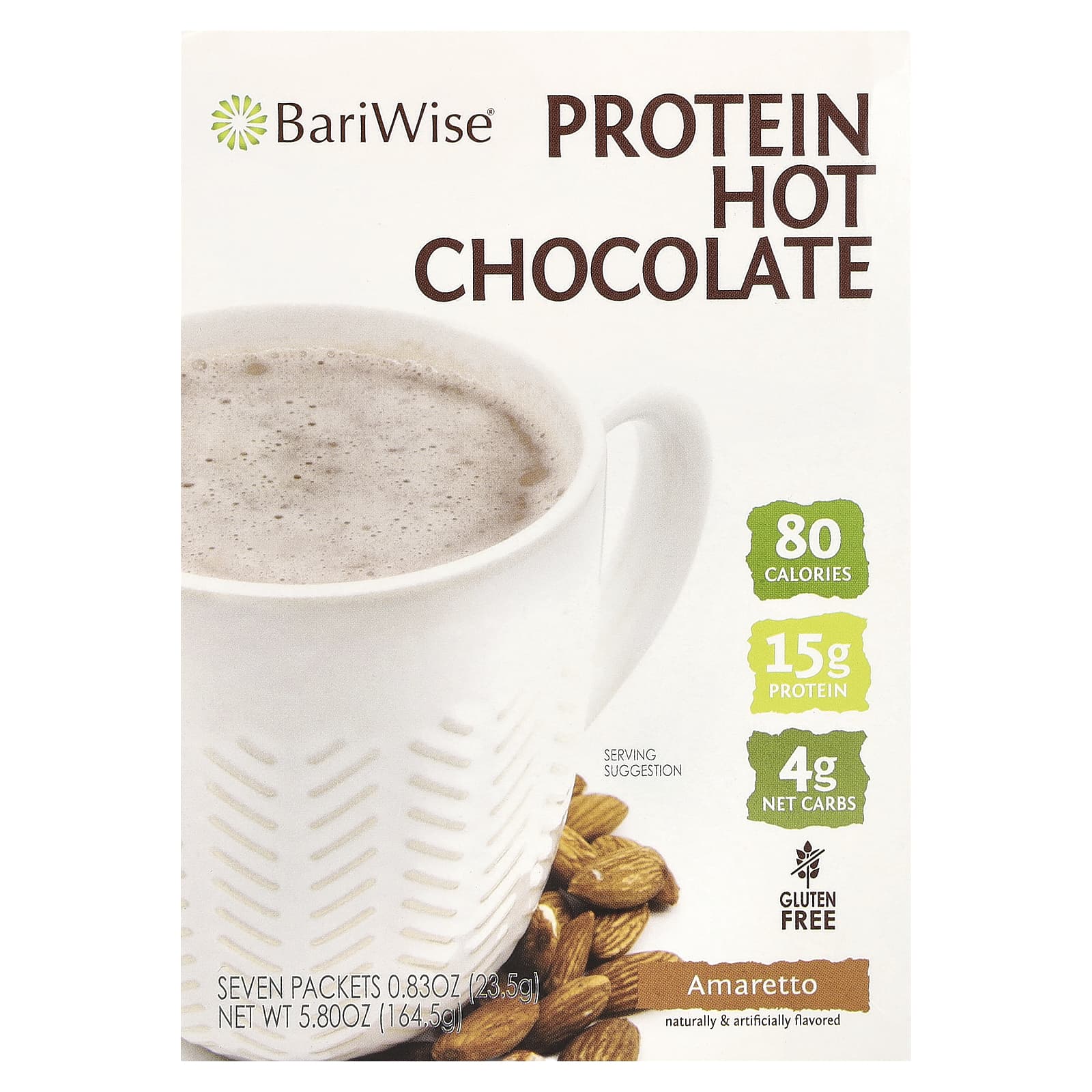 

BariWise, Protein Hot Chocolate, Amaretto, 7 packs, 0.83 oz (23.5 g) each