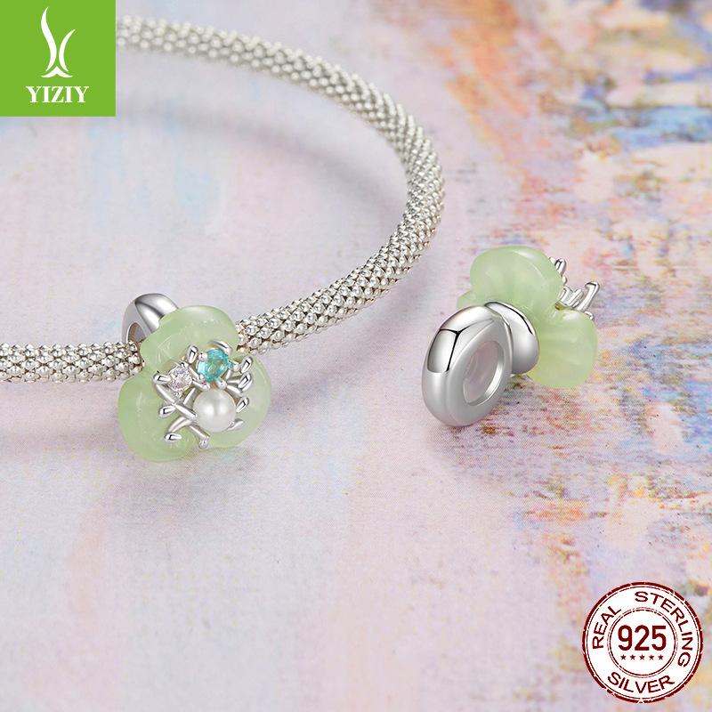 Monet Impression Silicone Bead Barrier Charm 925 Silver Bead Jewelry Accessories Flower And Grass Spring New
