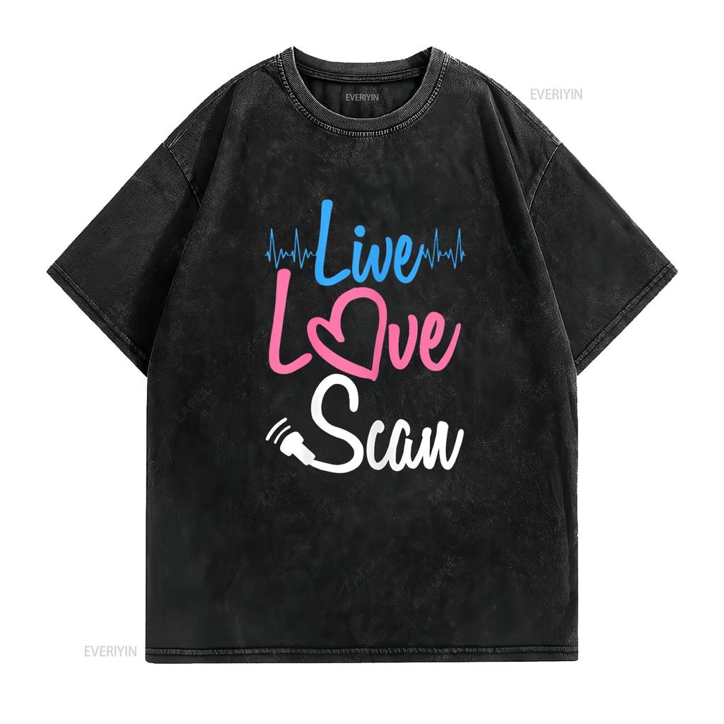 Ultrasound Tech Sonographer Live Love Scan T Shirt vintage Washed graphic Unisex Stylish streetwear Stretched Casual homme Soft