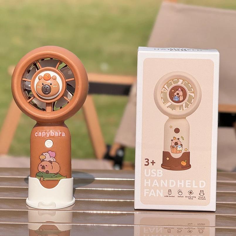 Portable Mini Pocket Cooling Fan Handheld Fan Cartoon Cute Capybara Small Fan Outdoor USB Charging Small Fan Gifts