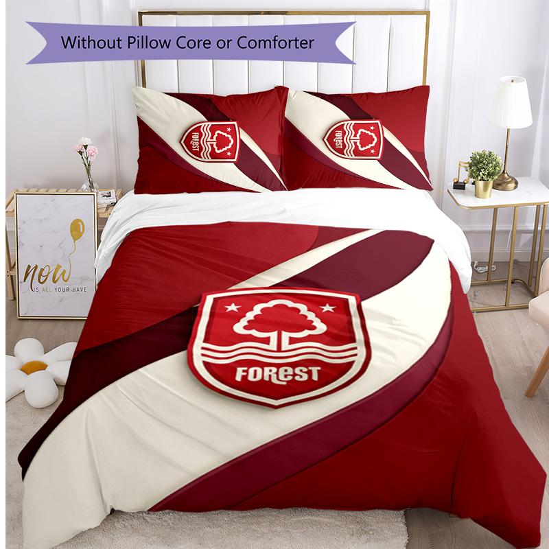 Set Lenzuola Stampato Nottingham Forest Football 3 Pezzi, Comodo Set Copripiumino per Camera da Letto Amico della Pelle
