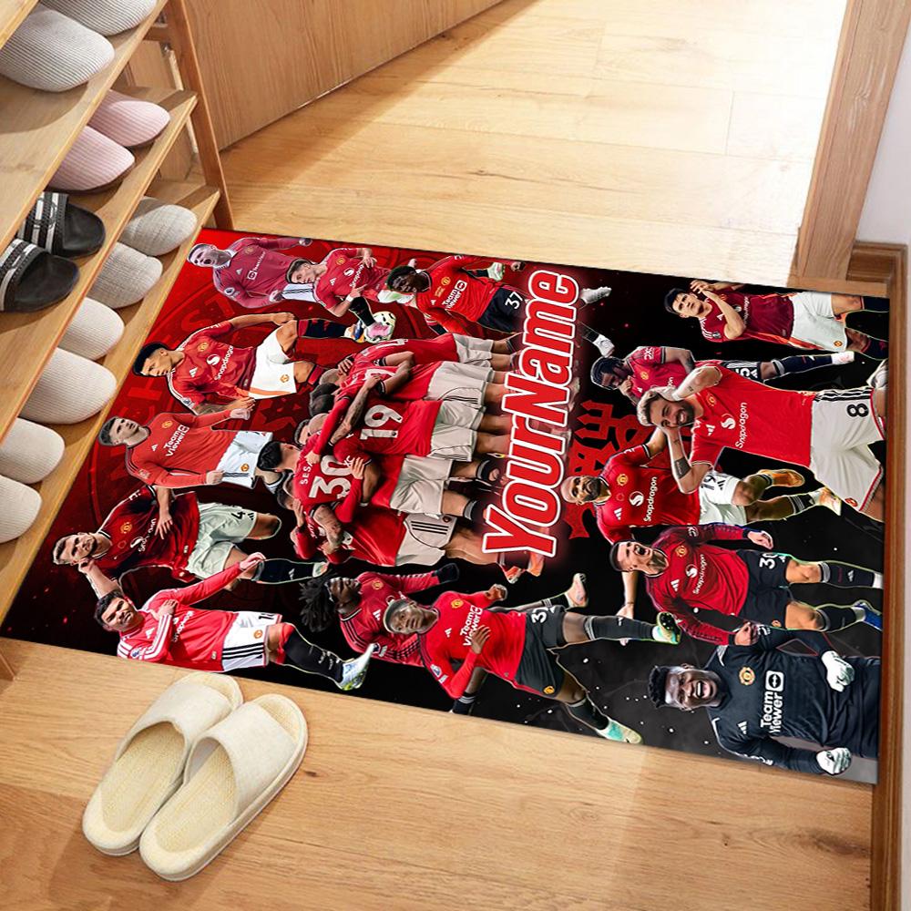 Manchester Customized Name Carpet Design for Foyer Decorate room Outdoor Balcony Antislip Carpet Anime Office Decor Best for Christmas
