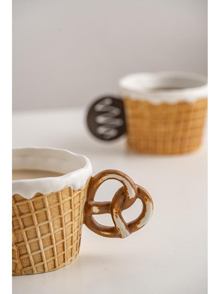 Cute Korean-Style Ceramic Mug & Cookie Series Tableware Set: Coffee Cup, Breakfast & Dinner Plates, Dessert Plate