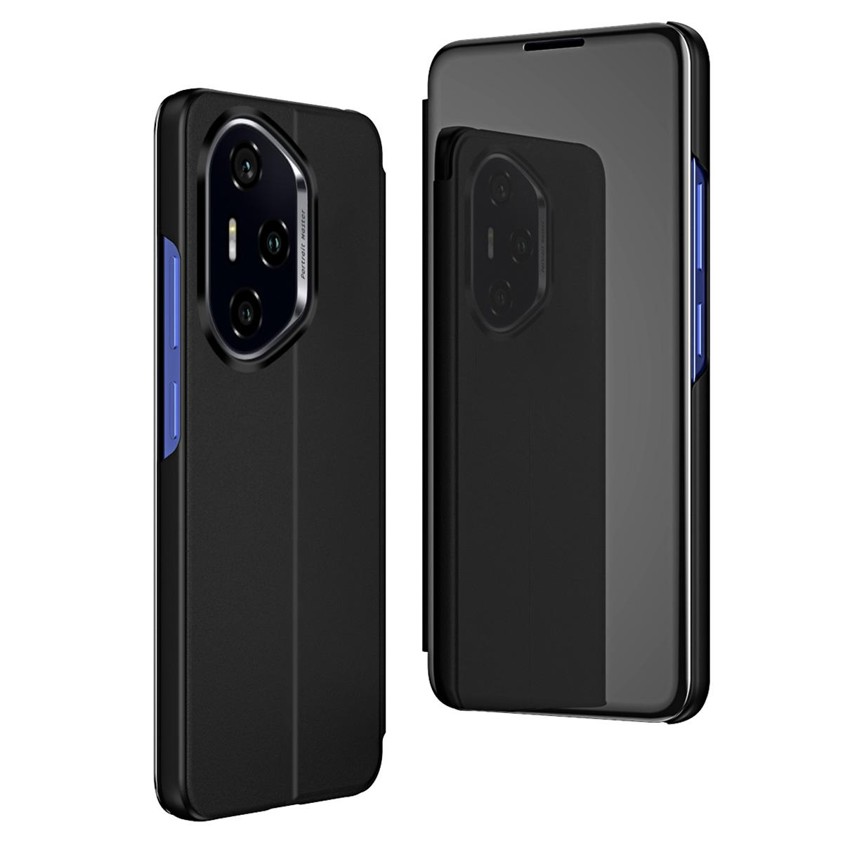 

Чехол для Honor 300 Pro с окошком для просмотра, подставкой, кожаный откидной чехол для телефона Black