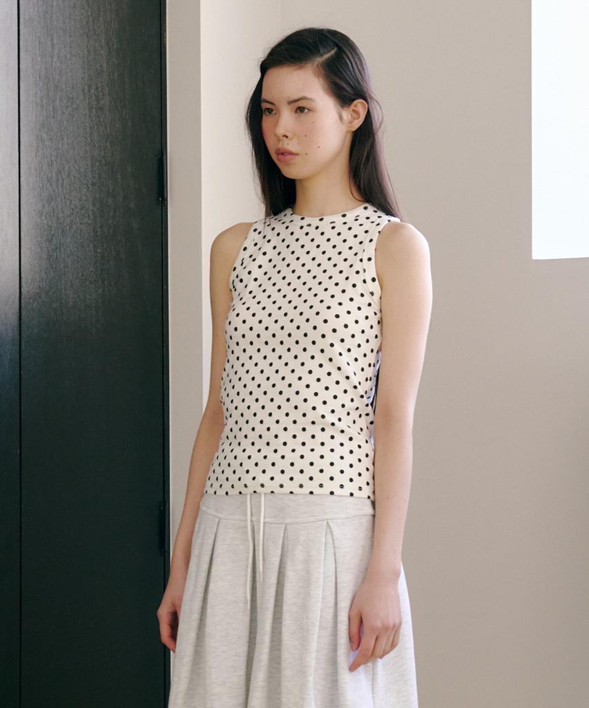 FUNFROMFUN Dotted Tank Top, White