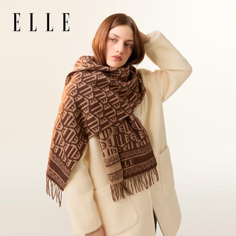 ELLE Classic Logo 100% Wool Scarf & Shawl