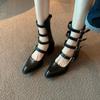 fashion Hot Selling Women's Shoes 2024 Summer Pointed Toe Solid Color Women's High Heels Fashion Buckle Square Heel Casual High Heels