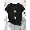 Cartoon Astronaut & Planet Print T-shirt, Casual Crew Neck Short Sleeve Top, Women's Clothing