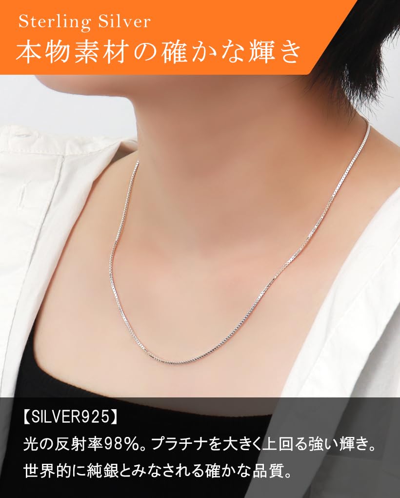 [Shinjuku Gin no Kura] Sterling Silver 925 Venetian Chain, Approx. 1.2mm Wide, 50cm Long, Necklace, Women's & Men's, Delicate, Thin, Simple